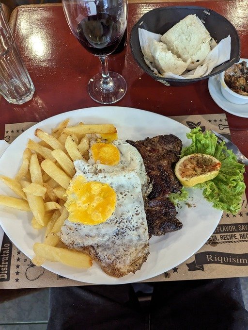Egg and steak in Argentina
