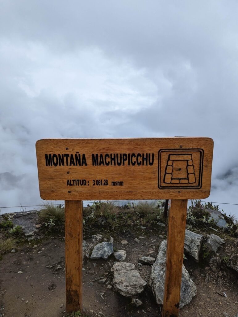 Machu Picchu mountain sign