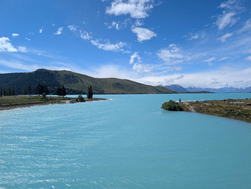 Lake Tekapo in New Zealand with turquoise water